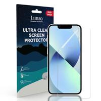 Lunso - Duo Pack (2 stuks) Beschermfolie - Full Cover Screen Protector - Geschikt voor iPhone 13 Mini