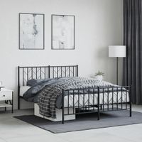 Bedframe met hoofd- en voeteneinde metaal zwart 135x190 cm - thumbnail