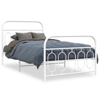 Bedframe met hoofd- en voeteneinde metaal wit 100x200 cm - thumbnail