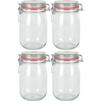 4x Weckpotten/inmaakpotten 1000 ml/1 liter met beugelsluiting