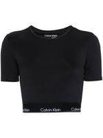 Calvin Klein t-shirt crop à bande logo - Noir - thumbnail