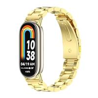By Qubix - Stalen schakelband - Goud - Compatible met Xiaomi Smart Band 8 & 9 - Compatible Xiaomi bandje