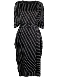 MM6 Maison Margiela robe mi-longue ceinturée à rayures - Noir