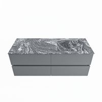 MONDIAZ VICA-DLUX 130cm badmeubel onderkast Plata 4 lades. Inbouw wastafel CLOUD rechts 1 kraangat, kleur Lava.