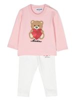 Moschino Kids survêtement en coton stretch à logo - Rose - thumbnail