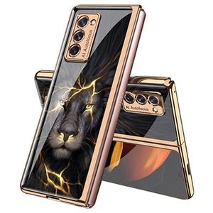 GKK Geschilderd Gehard Glas Samsung Galaxy Z Fold2 5G Hoesje - Leeuw