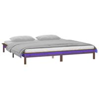 vidaXL Bedframe LED massief hout honingbruin 140x190 cm, slaapkamermeubel, platformbed, palletbed, bedbasis, bedplatform, bedstee, eenpersoonsbed
