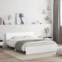 vidaXL Bedframe met hoofdeinde en LED-verlichting wit 160x200 cm, bed, bedbodem, logeerbed, 2-persoons bed, slaapkamermeubel, bedframe met hoofdeinde