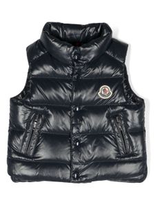 Moncler Enfant gilet matelassé à patch logo - Bleu