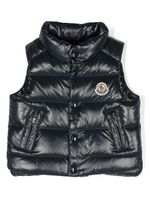 Moncler Enfant gilet matelassé à patch logo - Bleu - thumbnail