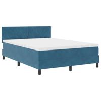 vidaXL Boxspringbed met matras en LED fluweel donkerblauw 140x200 cm