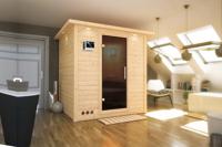 Karibu | Mojave Sauna met Dakkraag | Antracietglas | Biokachel 9 kW Externe Bediening - thumbnail