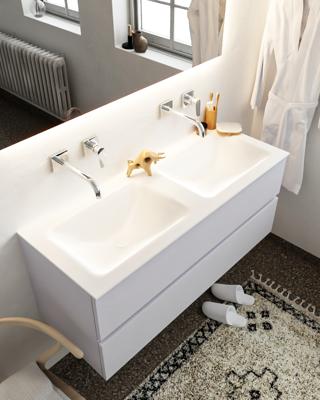 Mondiaz Vica 120cm badmeubel cale 2 lades wastafel Cloud dubbel zonder kraangat Mondiaz Vica 120cm badmeubel cale 2 lades wastafel Cloud dubbel zonder kraangat