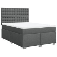 vidaXL Boxspring met matras stof donkergrijs 140x190 cm