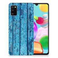 Samsung Galaxy A41 Bumper Hoesje Wood Blue - thumbnail