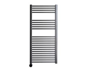 Sanicare elektrische design radiator 45x112cm gunmetal met thermostaat links zwart