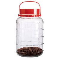 Voedsel opslag container - glas - 8 liter - afsluitdop en draag hengsel - transparant - voorraadpot - thumbnail