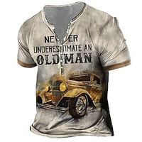 Voor heren Henley-shirt Grafisch Automatisch Henley Kleding 3D-afdrukken Buiten Dagelijks Korte mouw Afdrukken Button-omlaag Modieus Ontwerper Comfortabel Lightinthebox