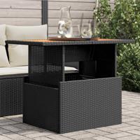 Tuintafel 100x55x73 cm poly rattan en acaciahout zwart - thumbnail