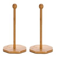 2x stuks bamboe houten keukenrolhouders rond 18 x 35 cm - thumbnail