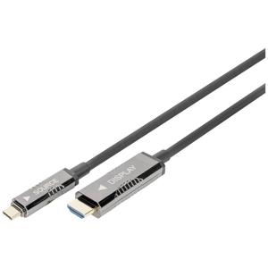 Digitus AK-330150-100-S HDMI-kabel HDMI / USB-C Aansluitkabel HDMI-A-stekker, USB-C stekker 10 m Zwart 4K UHD, Aluminium-stekker, Flexibel, Afscherming