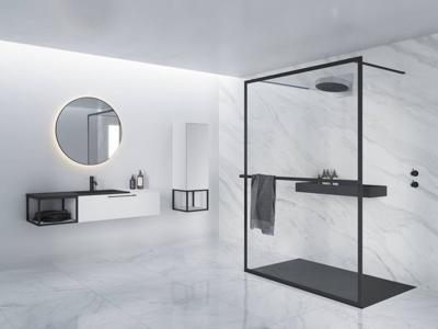 Riho Lucid GD401 vrijstaande douchewand 120x200cm mat zwart