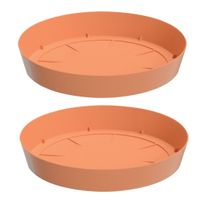 Opvangschaal/onderschaal bloempot/plantenpot - 4x - terracotta - rond - Dia 15,5 cm