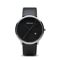 Bering 11139-402 Classic Zilver Zwart Leder Horloge