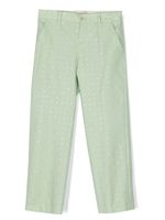 Gucci Kids pantalon métallisé à motif monogrammé - Vert