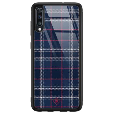 Samsung Galaxy A50 glazen hardcase - Tartan blauw