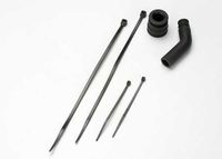 Traxxas - Pipe coupler, molded (black)/ exhaust deflecter (rubber, black)/ cable ties, long (2)/ cable ties, short (2) (TRX-5245X) - thumbnail