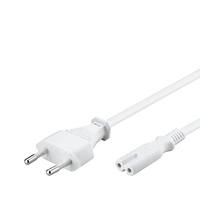 Goobay 93987 Euro aansluitkabel, netsnoer, stroomkabel, 2-aderig, eurostekker (type C, CEE 7/16) > apparaataansluiting C7, 3m, wit
