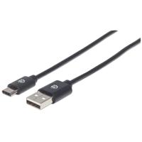 Manhattan USB-kabel USB 2.0 USB-C stekker, USB-A stekker 1.00 m Zwart UL gecertificeerd 353298 - thumbnail