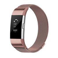 By Qubix - Compatible met Fitbit Charge 2 milanese bandje - Maat: Small - Rosé goud - Compatible fitbit bandje