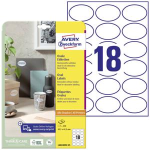 Avery-Zweckform L6024REV-25 Universele etiketten 63.5 x 42.3 mm Papier Wit 450 stuk(s) Weer verwijderbaar Laser (kleur), Laser (zwart/wit)