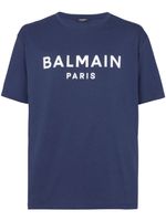 Balmain t-shirt en coton à logo imprimé - Bleu