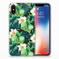 Apple iPhone X | Xs TPU Case Orchidee Groen - thumbnail