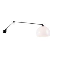 QAZQA - Modern Wandlamp zwart met kap wit 30 cm verstelbaar - Blitz | Woonkamer | Slaapkamer | Keuken - Staal Langwerpig - E27 Geschikt voor LED - Max. 1 x 60 Watt