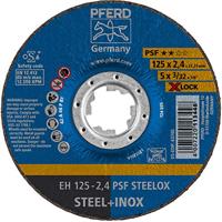 PFERD Slijpschijf, 25 stuks, 125 x 2,4 mm, gebogen, X-LOCK (22,23 mm), PSF STEELOX, 61740125 - voor snel en comfortabel wisselen van gereedschap