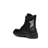 Geox Meisjes J Casey Girl G enkellaars, Black Dk Silver., 40 EU