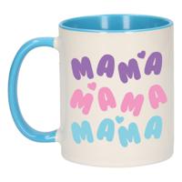 Bellatio Decorations Cadeau koffie/thee mok voor mama - blauw - hartjes - Moederdag   - - thumbnail