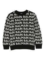 Balmain Kids pull en maille à logo intarsia - Noir