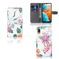 Huawei Y6 (2019) Telefoonhoesje met Pasjes Bird Flowers