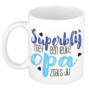 Bellatio Decorations Cadeau koffie/thee mok voor opa - blauw - super blij - keramiek   -