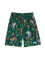 Kenzo Kids short de bain à imprimé animalier - Vert - thumbnail