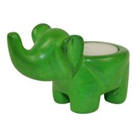 Theelichthouder Kisii Olifant Groen - thumbnail