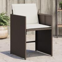 Tuinstoelen 4 st met kussens poly rattan bruin