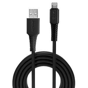 LINDY USB-kabel USB 2.0 USB-A stekker, Apple Lightning stekker 3.00 m Zwart 31322