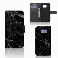 Samsung Galaxy S6 | S6 Duos Bookcase Marmer Zwart - Origineel Cadeau Vader