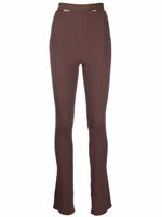 ANDREĀDAMO pantalon évasé en maille nervurée - Marron